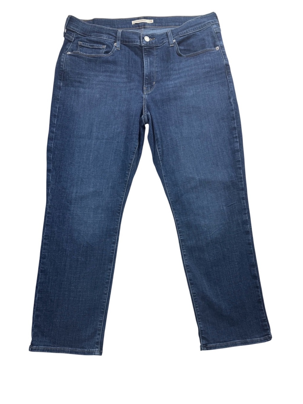 Levi’s Classic Straight Jeans Women’s Size 14 Medium Wash Stretch Denim Mid Rise